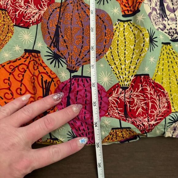 Uncle Frank Chinese Lantern Print Multicolor Short Sleeve Rayon Mini Swing Dress - Picture 11 of 15